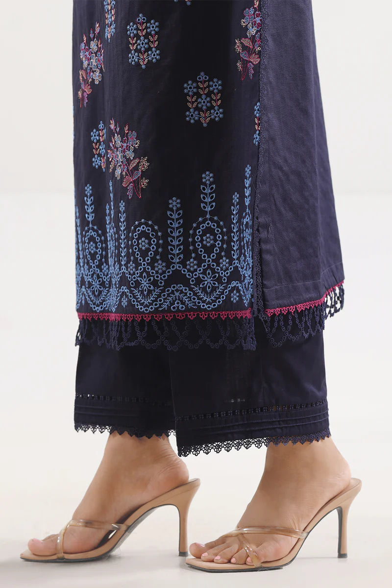 Unstitched Solid Embroidered Cotton Khaddar 3 Piece