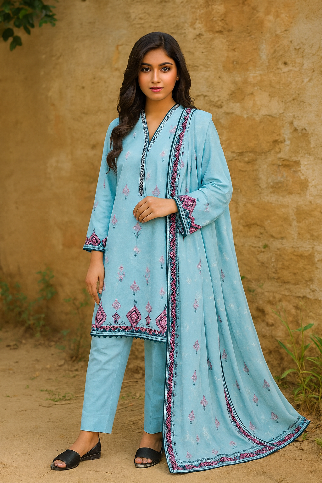 Stitched 3 piece Hareem by ghani fabric 4
