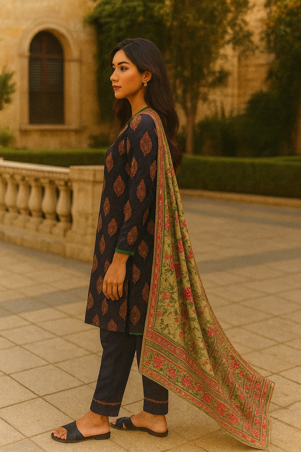 Stitched 3 piece Hareem by ghani fabric 3