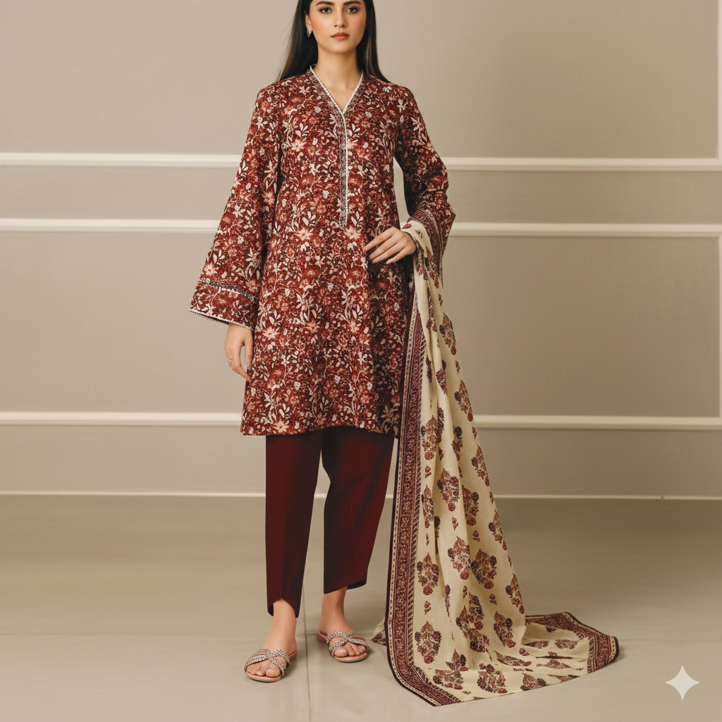 Saya 3 Piece Premium Printed Lawn Suit