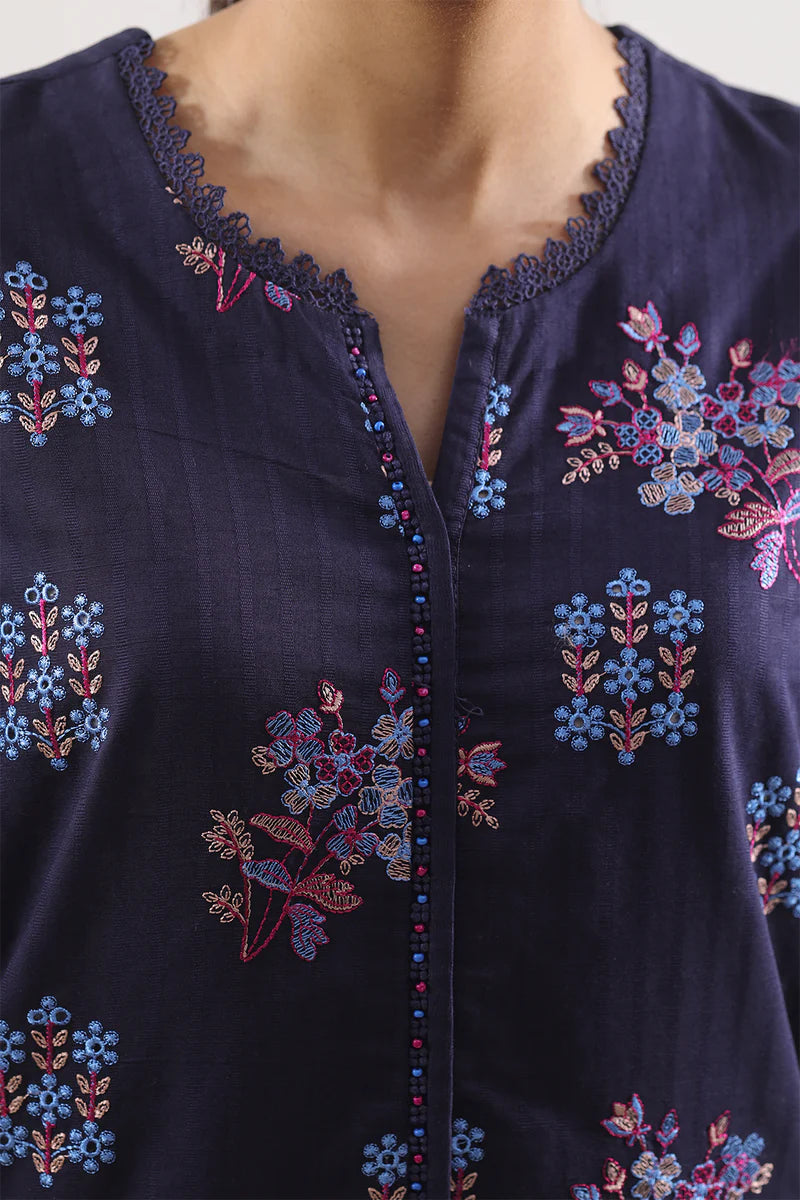 Unstitched Solid Embroidered Cotton Khaddar 3 Piece