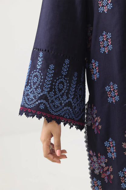 Unstitched Solid Embroidered Cotton Khaddar 3 Piece