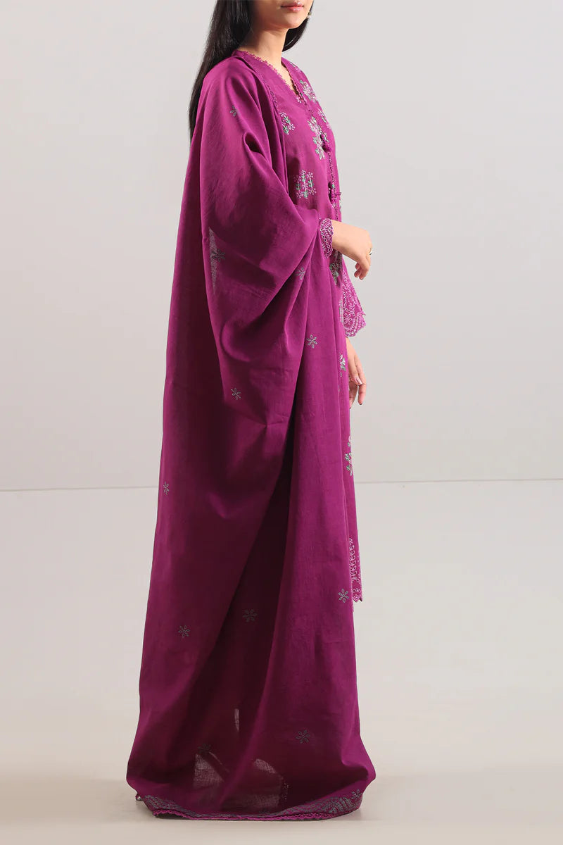 Unstitched Solid Embroidered Cotton Khaddar 3 Piece