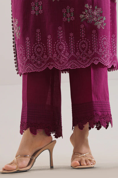 Unstitched Solid Embroidered Cotton Khaddar 3 Piece