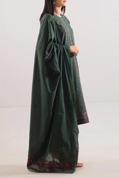 Unstitched Solid Embroidered Cotton Khaddar 3 Piece