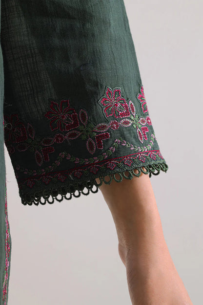 Unstitched Solid Embroidered Cotton Khaddar 3 Piece