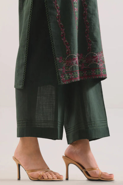 Unstitched Solid Embroidered Cotton Khaddar 3 Piece