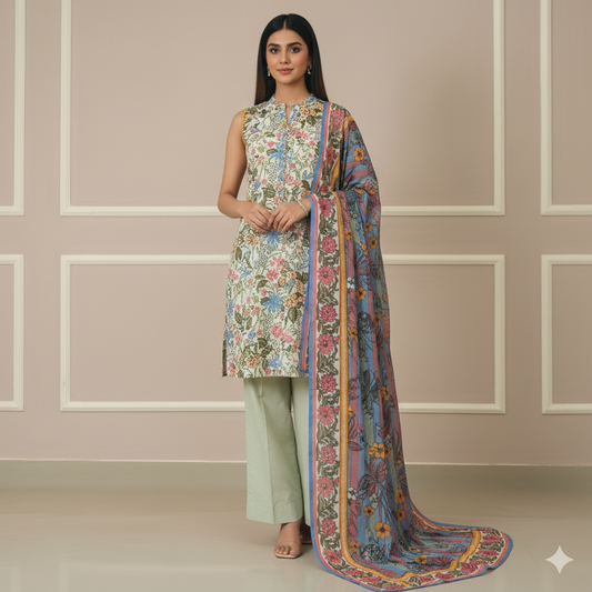 Saya 3 Piece Premium Printed Lawn Suit