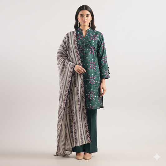Saya Flora Impressions – 3 Piece Printed Lawn Suit