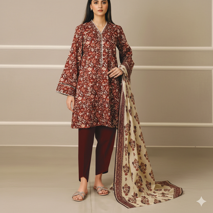 Saya 3 Piece Premium Printed Lawn Suit