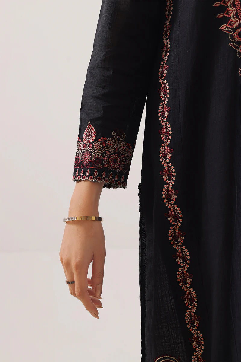 Unstitched Solid Embroidered Cotton Khaddar 3 Piece