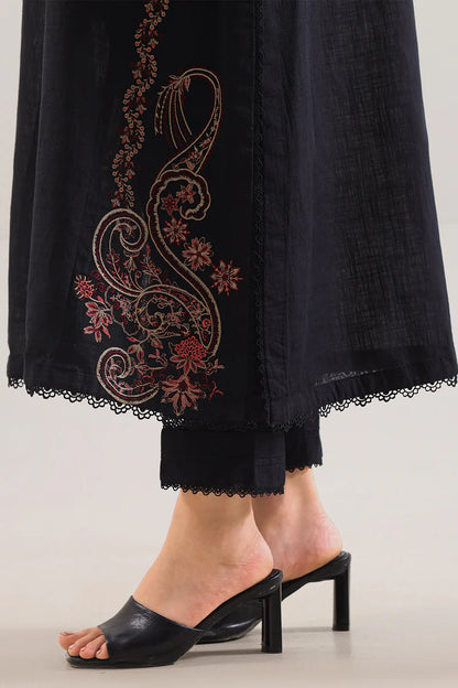 Unstitched Solid Embroidered Cotton Khaddar 3 Piece